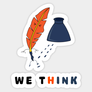 Funny quill feather pen and ink Sticker